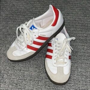 Adidas Samba White and Red Trainers